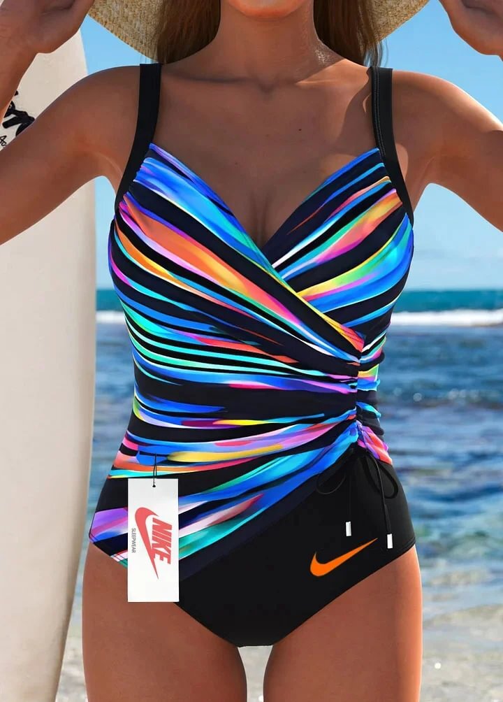 Nowy jednoczęściowy kostium kąpielowy z nadrukiem tie-dye dla kobiet